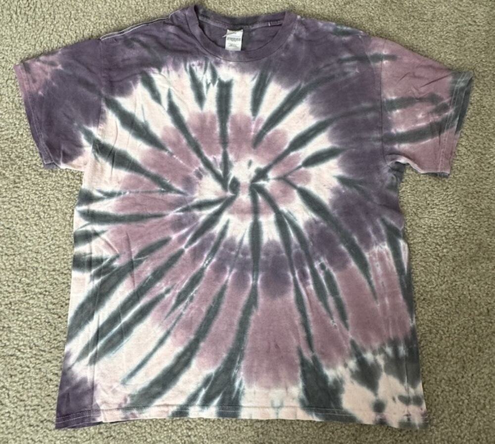 ColorTone Unisex L Purple Black Spiral Tie Dye T Shirt Cotton Y2K Hippie New